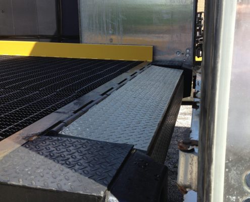 edge of dock leveler from truck view