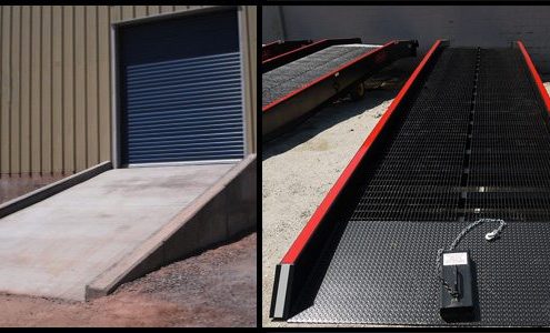 concrete ramp next to a yard ramp